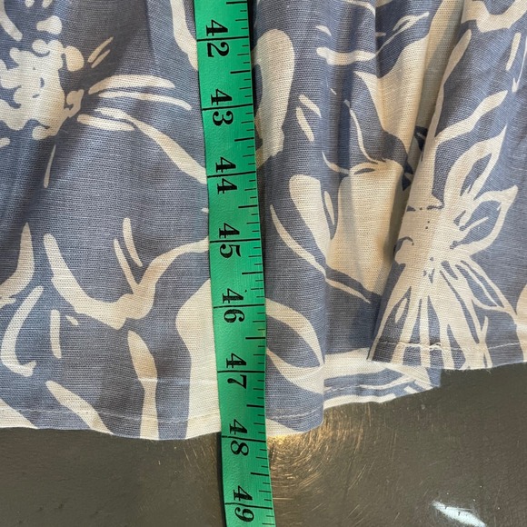 Jessica Simpson Blue White Floral Hawaiian Cami Maxi Dress Linen Sz M Boho Glam - Picture 5 of 8